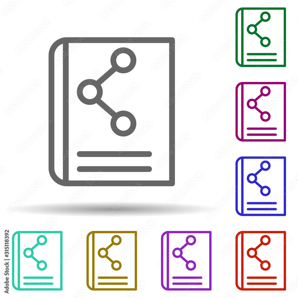Poster book, science in multi color style icon. simple thin line, outline vector of bioengineering icons fo