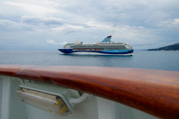 Dream vacation to the Greek Isles in the Mediterranean on luxury cruise ship liner or cruiseship...