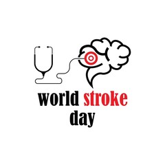 World stroke day design. Vector concept for banners or posters in flat style. Human head in profile view and text template