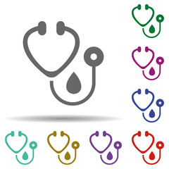 Stethoscope in multi color style icon. Simple glyph, flat vector of blood donation icons for ui and ux, website or mobile application