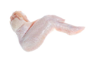 Raw chicken  on cutting board on white background