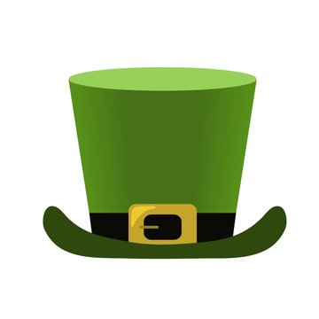 Green hat icon. Leprechaun Symbol. Colorful cartoon illustration isolated on white. Vector
