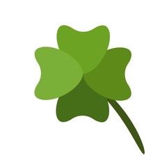 Shamrock Icon. Four Leaf Clover Leaf. Lucky Symbol. Colorful cartoon illustration isolated on white. Vector