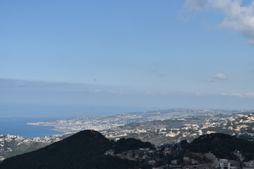 Panoramic landscape in Keserwan, Lebanon, with a view on Jounieh and Tabarja and the sea, Lebanon