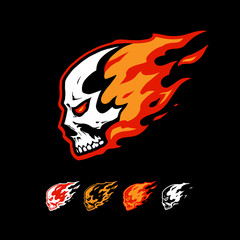 skull in flame logo template