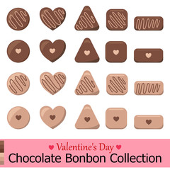 Vector chocolate bonbon collection in various sizes for your Valantine's day graphics. In both dark and white chocolate it provides assortment for your advertisments. - Vector