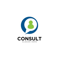 Business consulting logo template. Speech bubble and growth graph vector design.