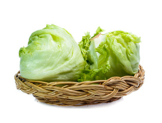 Fototapeta premium Green Iceberg lettuce on White Background