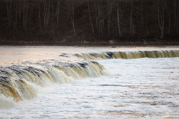 Water splashing through widest  rockwaterfall in Europe - Ventas rumba.