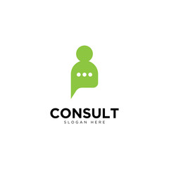 Business consulting logo template. Speech bubble and growth graph vector design.