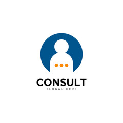 Business consulting logo template. Speech bubble and growth graph vector design.