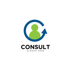 Business consulting logo template. Speech bubble and growth graph vector design.