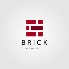 pattern red brick logo construction flat vector emblem design illustration