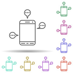 Smartphone, communication in multi color style icon. Simple thin line, outline vector of communication icons for ui and ux, website or mobile application