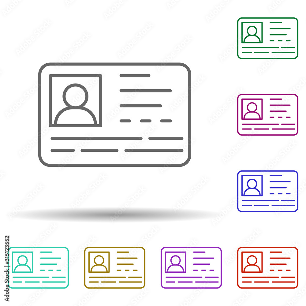Poster Id card, communication in multi color style icon. Simple thin line, outline vector of communication icons for ui and ux, website or mobile application
