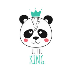 Isolated cute panda with crown