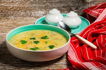Vegetable soup in a bowl.