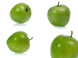 Green apple collection isolated on white background (set)