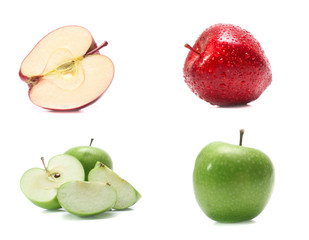 Green apple isolated on white background (set  mix   collection)