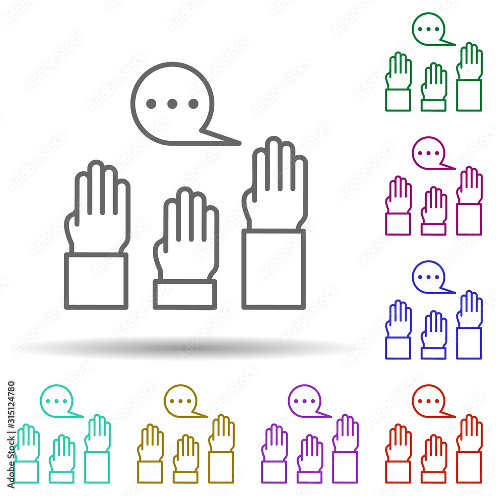 Poster question, communication in multi color style icon. simple thin line, outline vector of communication