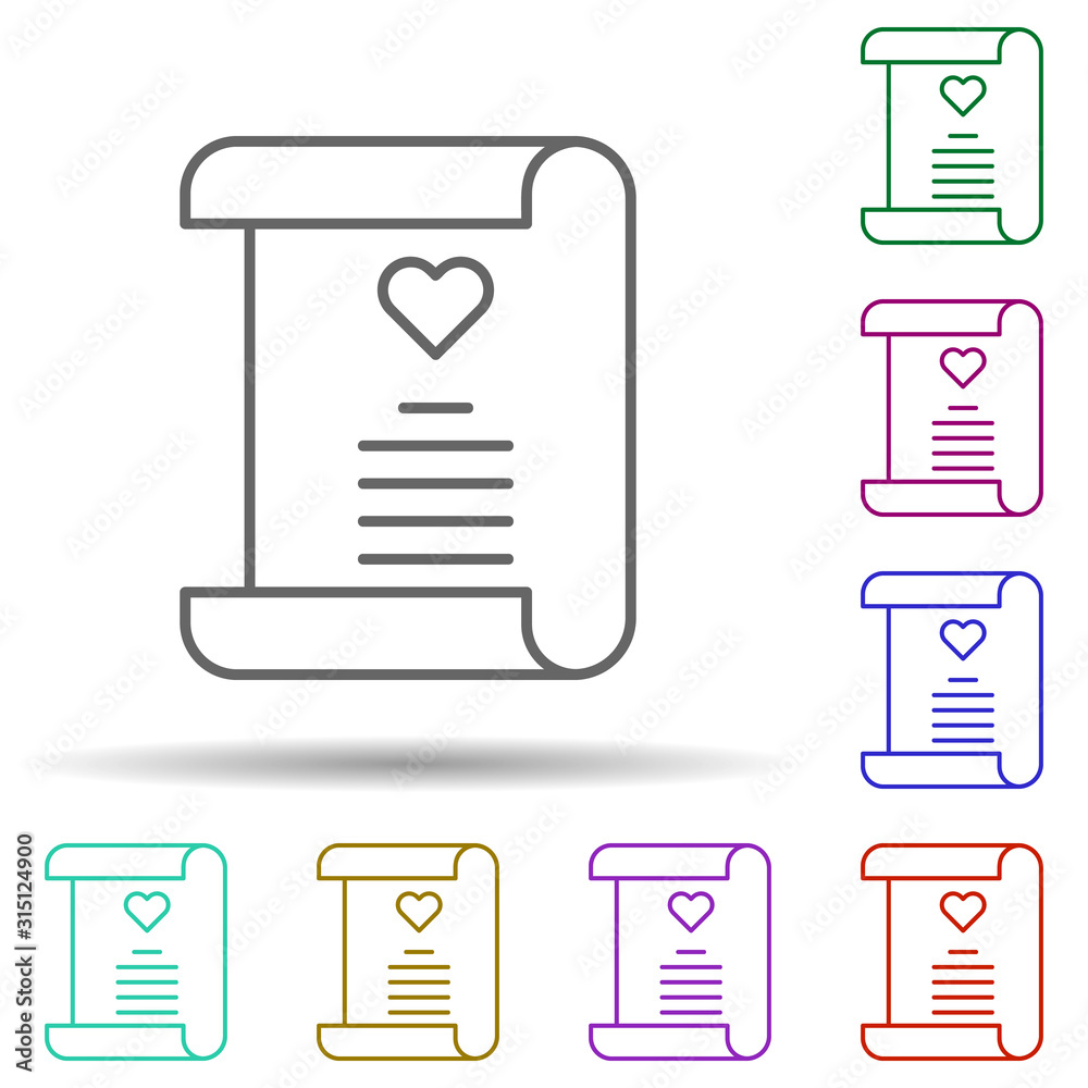 Poster letter, communication in multi color style icon. simple thin line, outline vector of communication i