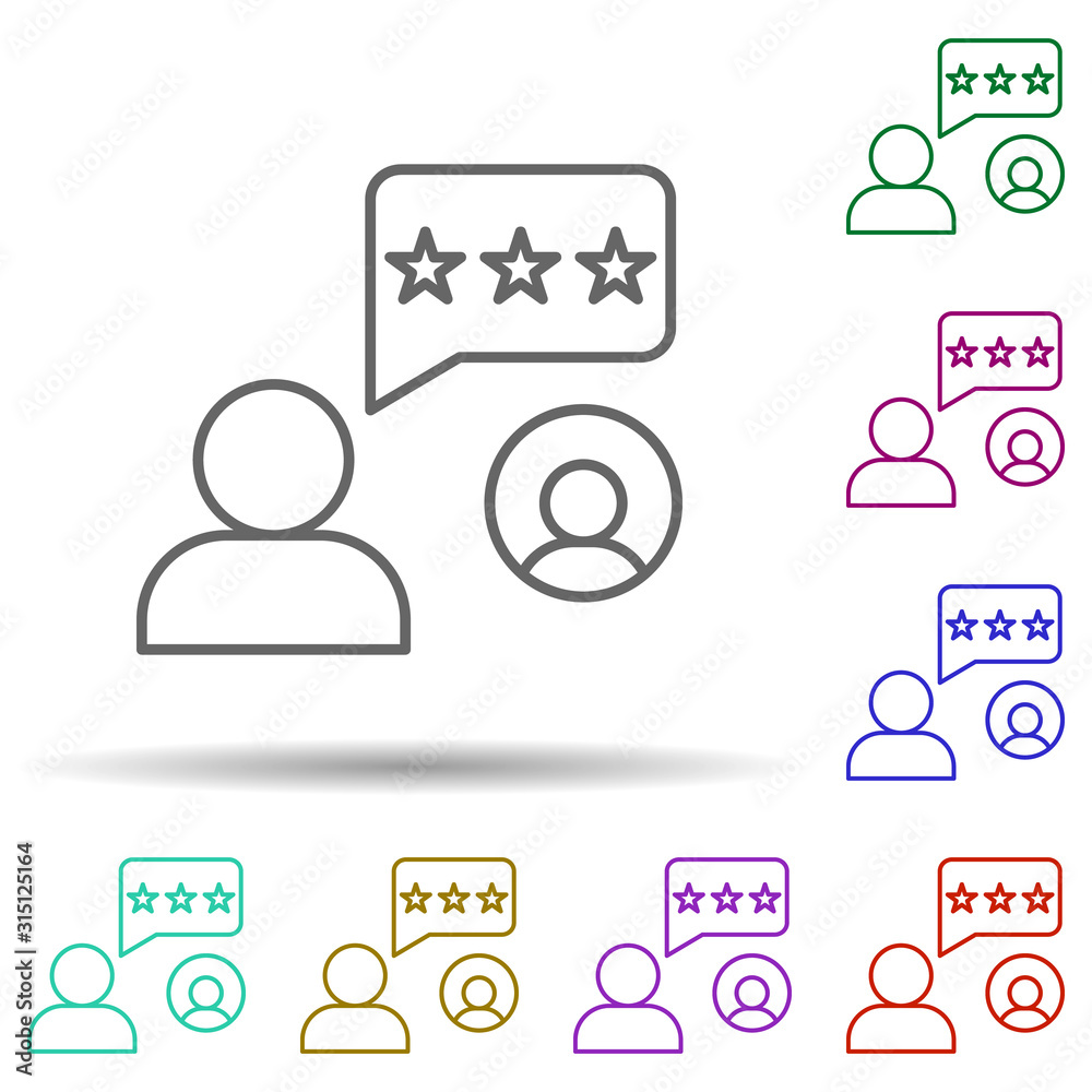 Poster rate, communication in multi color style icon. simple thin line, outline vector of communication ico