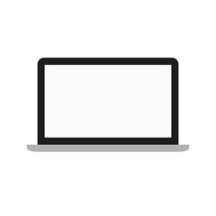 laptop computer with blank white screen isolated on grey background. vector illustration