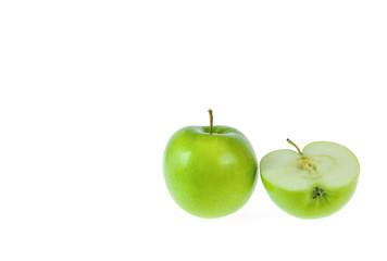 copy space green apple isolated on white