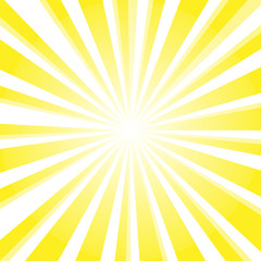sun and rays on yellow background.