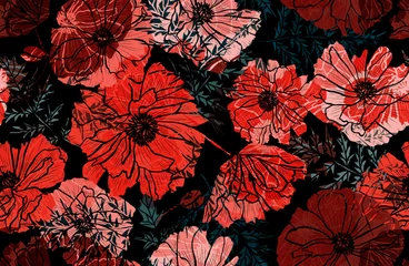Papier peint Coquelicots motif floral sans soudure