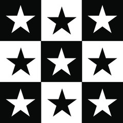 Obraz premium Stars geometric pattern. Black and white composition.