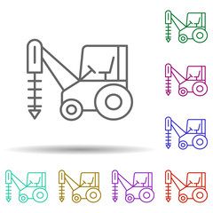 Auger tractor in multi color style icon. Simple thin line, outline vector of consruction machinery icons for ui and ux, website or mobile application