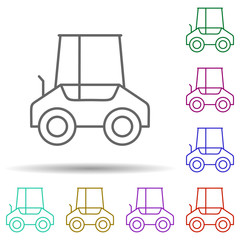 Compact tractor in multi color style icon. Simple thin line, outline vector of consruction machinery icons for ui and ux, website or mobile application
