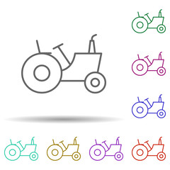Farm tractor in multi color style icon. Simple thin line, outline vector of consruction machinery icons for ui and ux, website or mobile application