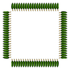 Square frame with vertical vector cucumber. Isolated wreath on white background for your design