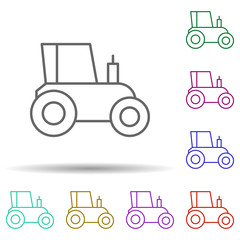 Farming tractor in multi color style icon. Simple thin line, outline vector of consruction machinery icons for ui and ux, website or mobile application