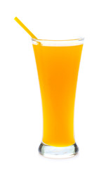 Orange juice glass, isolated on white background