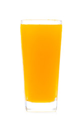 Orange juice glass, isolated on white background