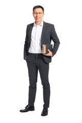 Portrait of Asian teacher on white background