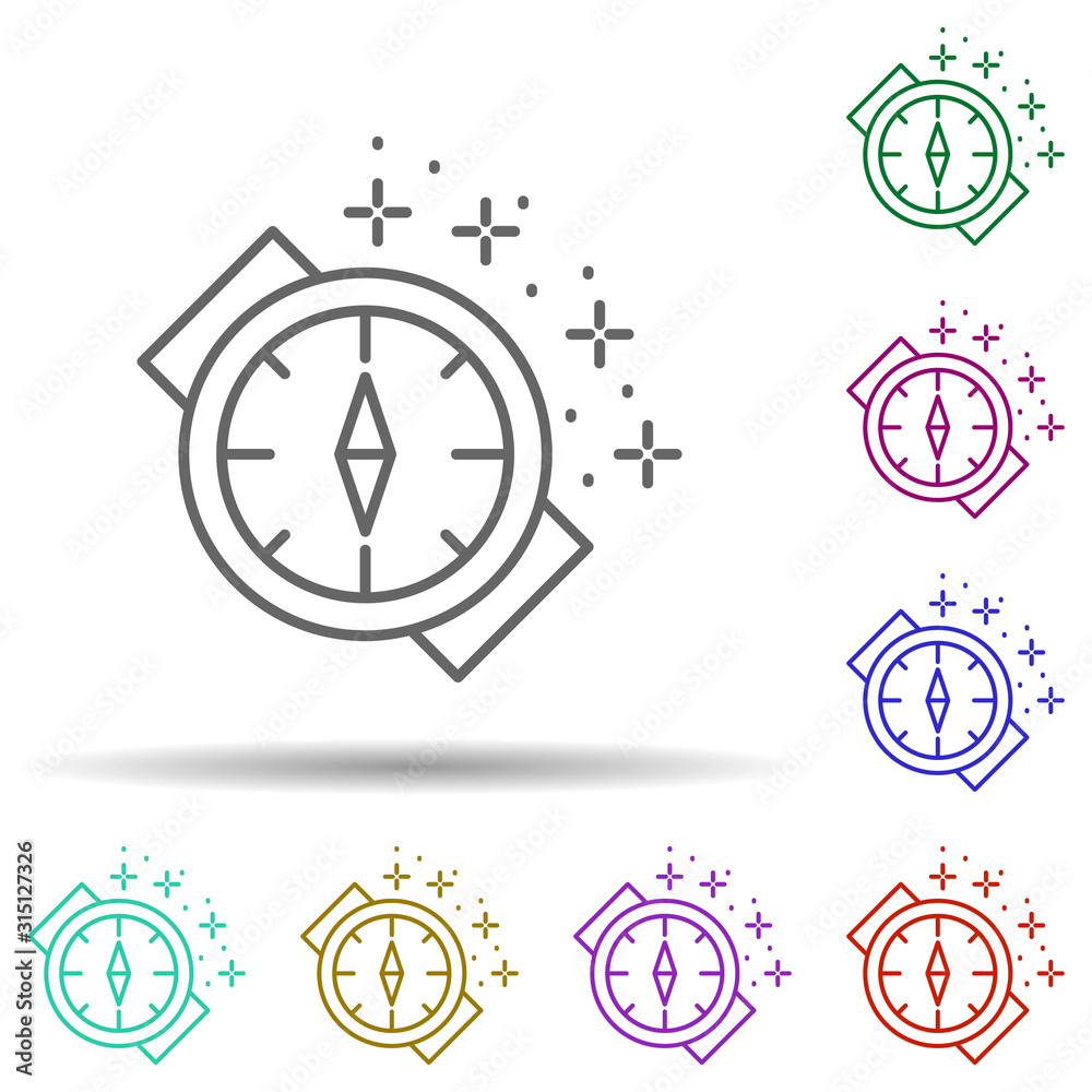 Poster diving compass in multi color style icon. simple thin line, outline vector of diving icons for ui an
