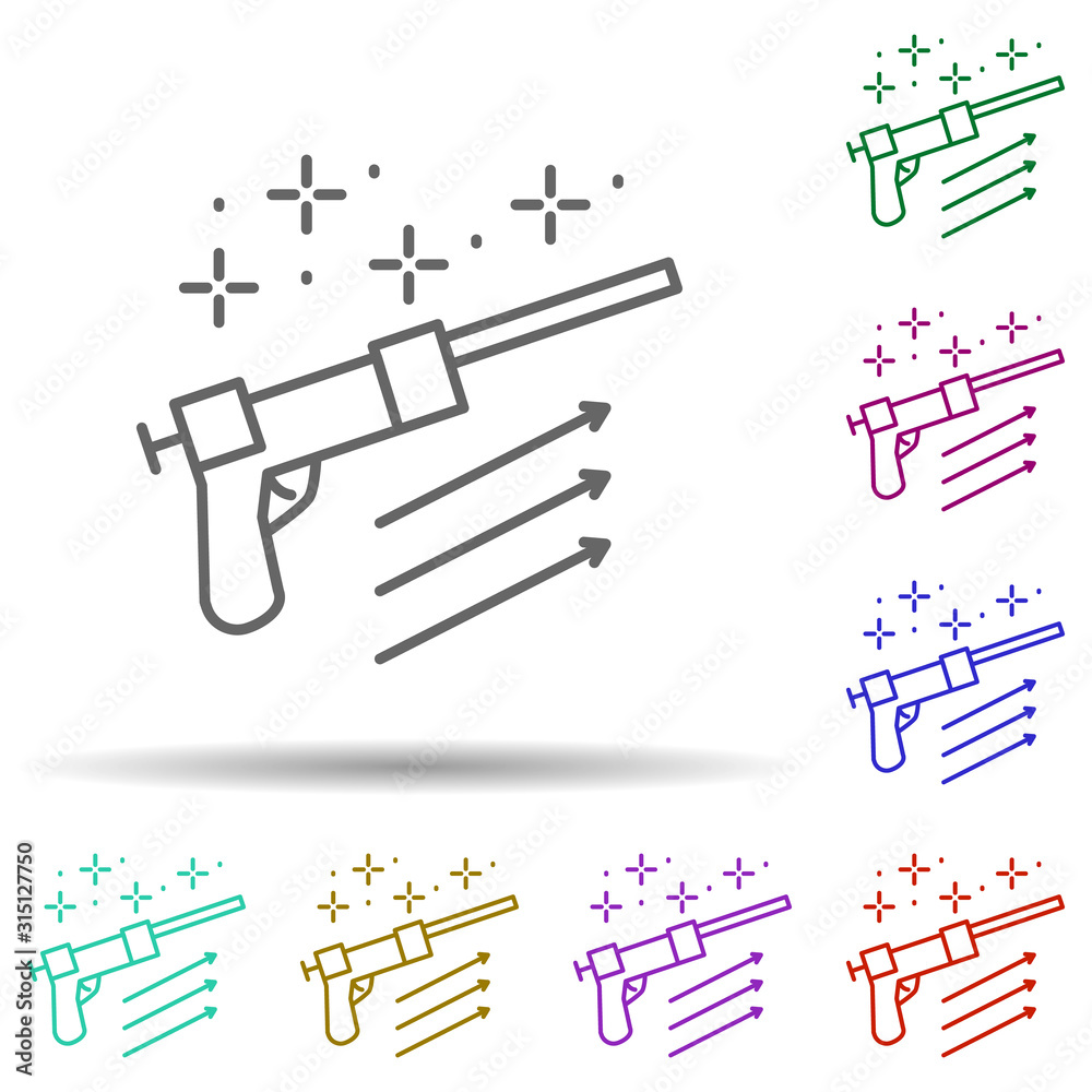 Poster diving gun in multi color style icon. simple thin line, outline vector of diving icons for ui and ux