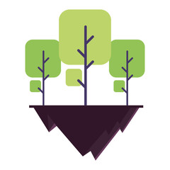 tree plants over terrain in white background