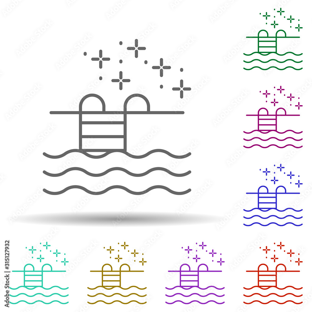 Poster diving pool in multi color style icon. simple thin line, outline vector of diving icons for ui and u