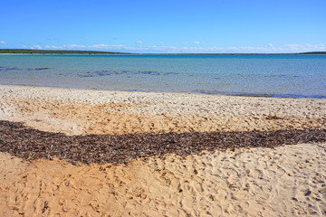 View of the Little Lagoon in the Francois Peron National park within the Shark Bay World Heritage site near Denham, Western Australia