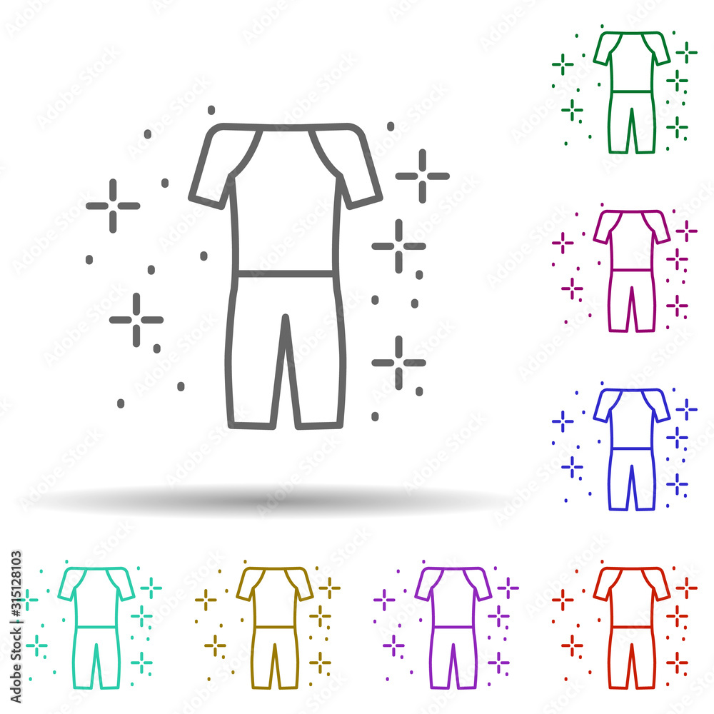 Poster diving wetsuit in multi color style icon. simple thin line, outline vector of diving icons for ui an