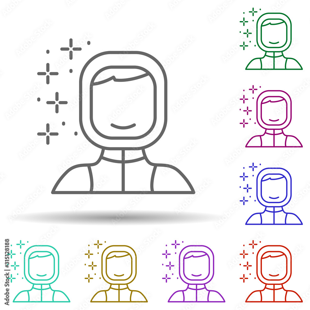 Poster diving diver in multi color style icon. simple thin line, outline vector of diving icons for ui and 