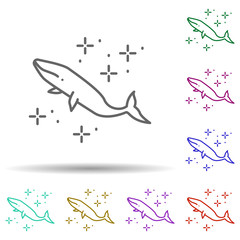 Obraz premium Diving whale in multi color style icon. Simple thin line, outline vector of diving icons for ui and ux, website or mobile application
