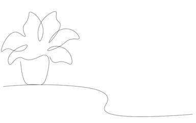 Plant in pot silhouette, vector illustration
