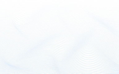 Blue minimal thin ocean wave curve abstract vector white background