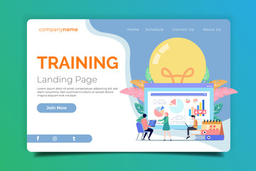 Training landing page illustration, Website Templates, Teamwork website Illustration, Communication of teamwork at office. Vector.